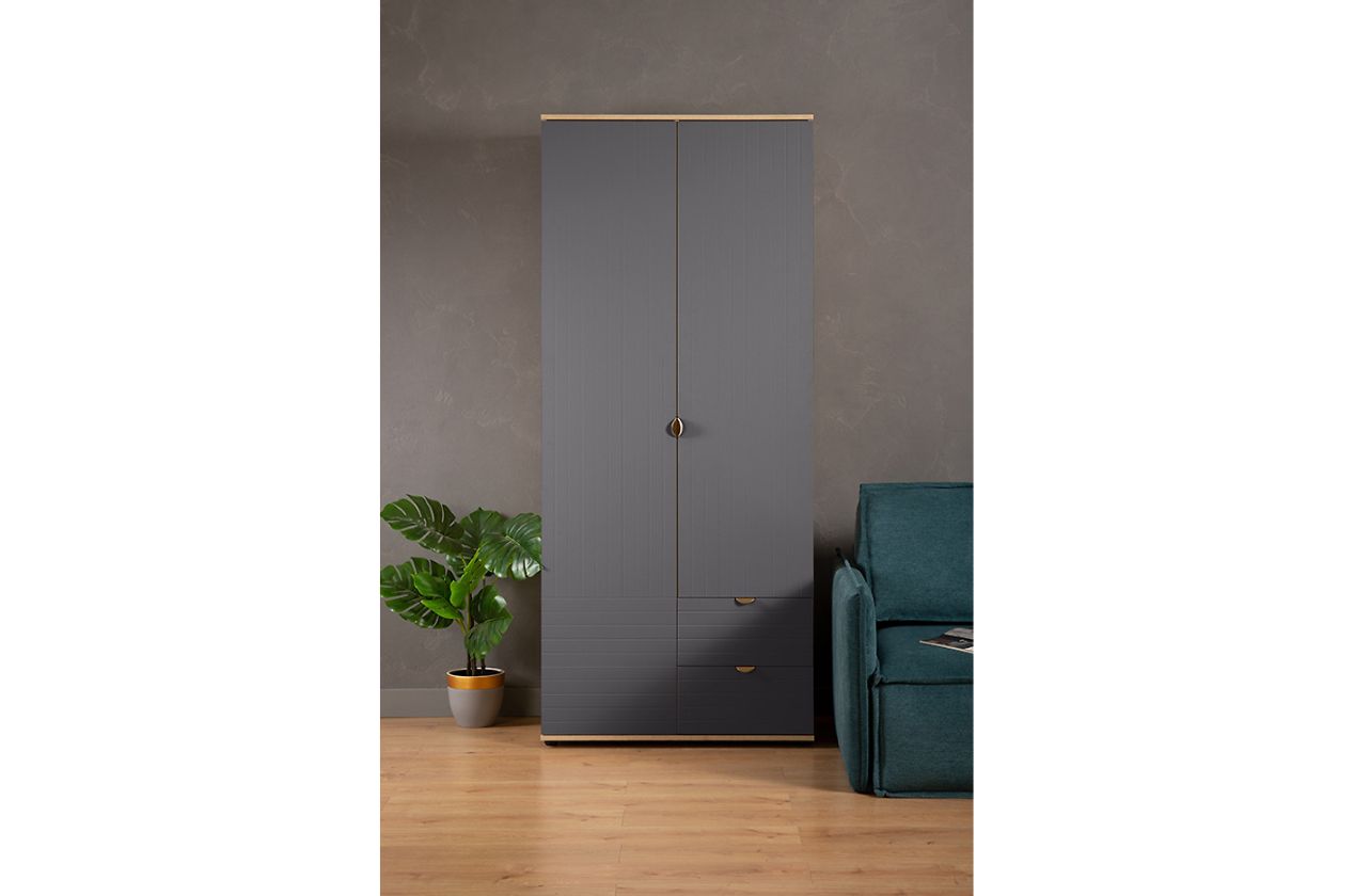 Tủ Quần Áo Cánh Mở Mont Blanc 2 Cánh Sơn Hiệu Ứng Line - Ảnh 33