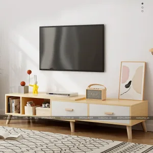 Tủ tivi phòng khách hiện đại vân gỗ sồi