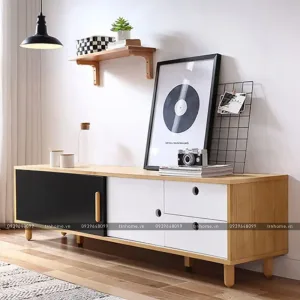 Tủ tivi vân gỗ sồi kết hợp cánh lùa