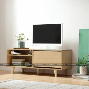 Tủ tivi gỗ sồi kết hợp chân gỗ
