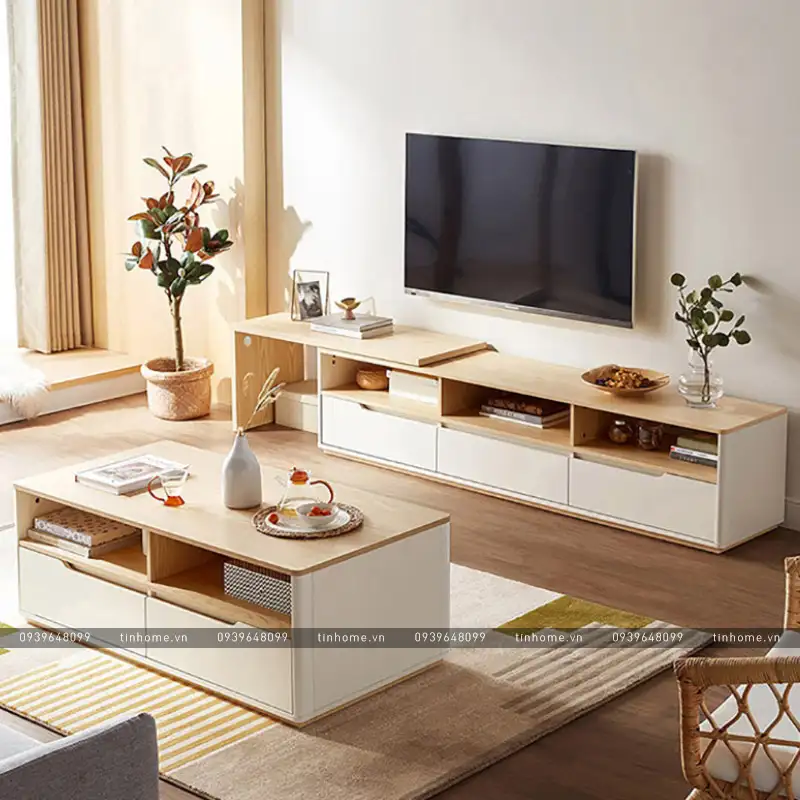 Kệ để tivi phòng khách đơn giản gỗ công nghiệp