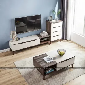 Tủ tivi phòng khách gia đình sơn màu