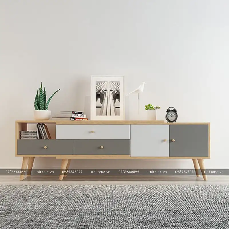 Kệ tivi gỗ thông minh thiết kế hiện đại